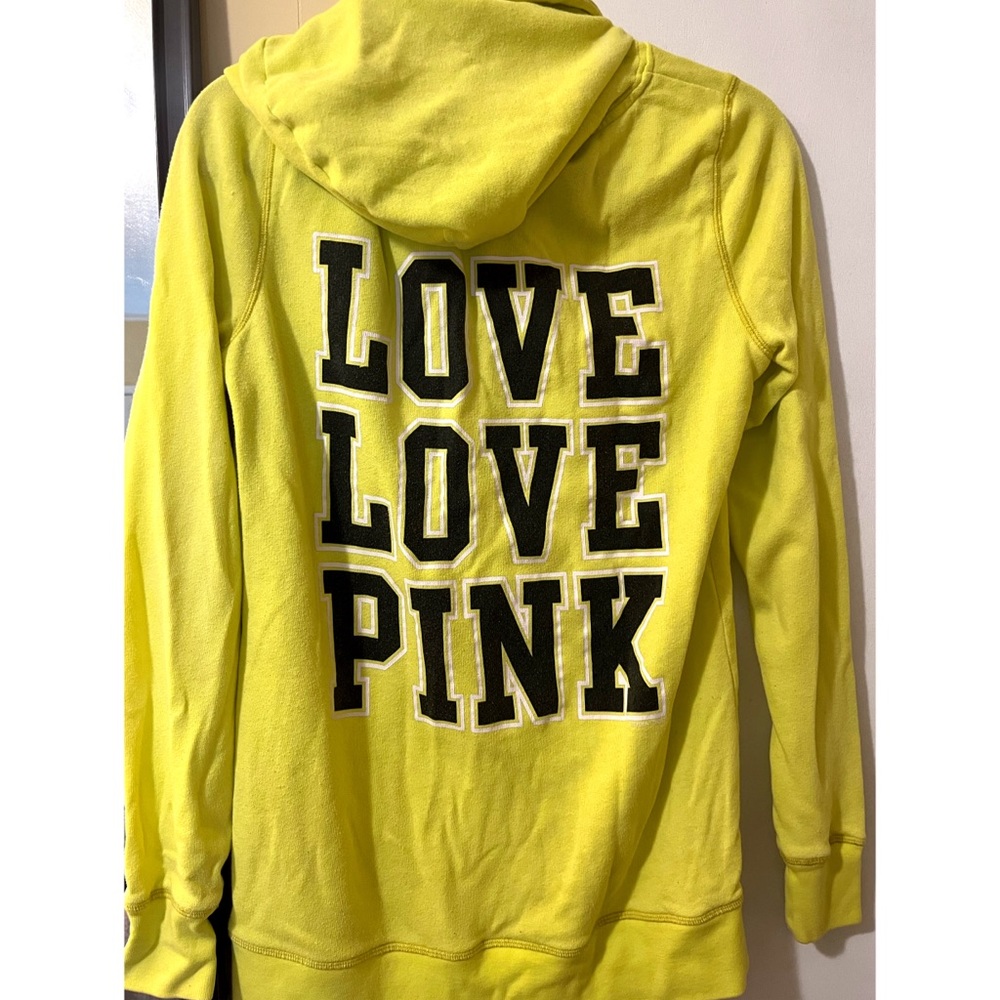 -Neon yellow Victoria secret “pink” zip up long hoodie.